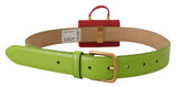 Dolce & Gabbana Green Leather Devotion Heart Micro Bag Belt
