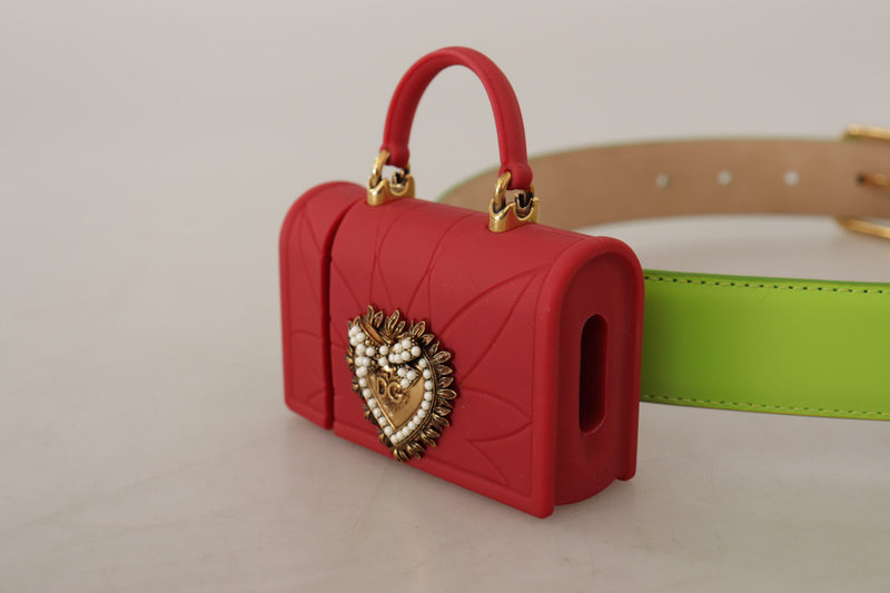 Dolce & Gabbana Green Leather Devotion Heart Micro Bag Belt
