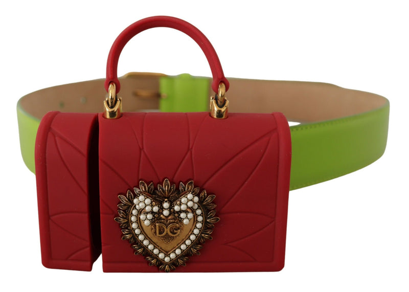 Dolce & Gabbana Green Leather Devotion Heart Micro Bag Belt