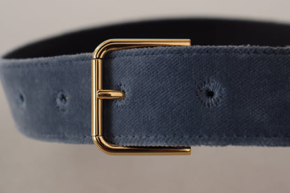 Ceinture Dolce & Gabbana en velours bleu marine avec boucle à la taille et logo en métal doré
