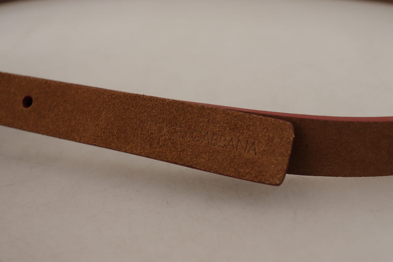 Dolce & Gabbana Ceinture en Cuir Marron avec Boucle Métallique Logo