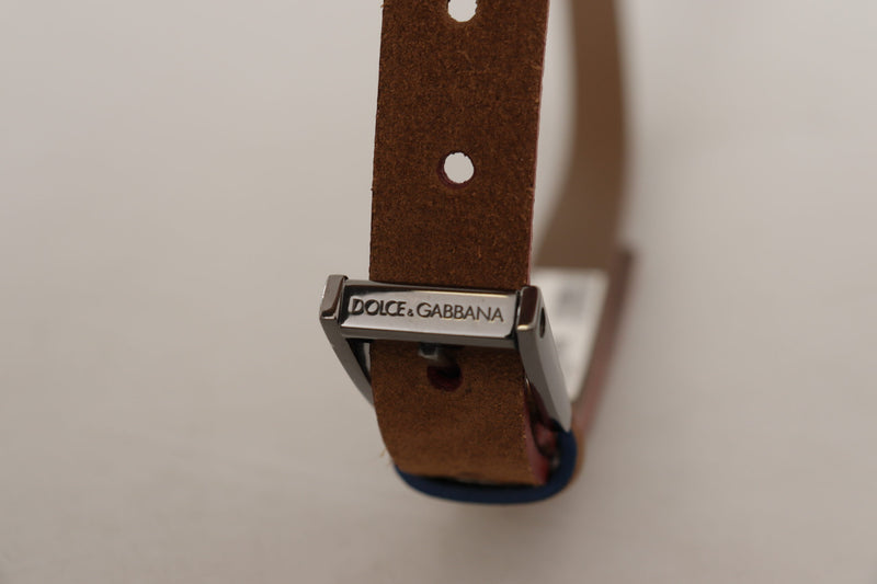 Dolce & Gabbana Ceinture en Cuir Marron avec Boucle Métallique Logo
