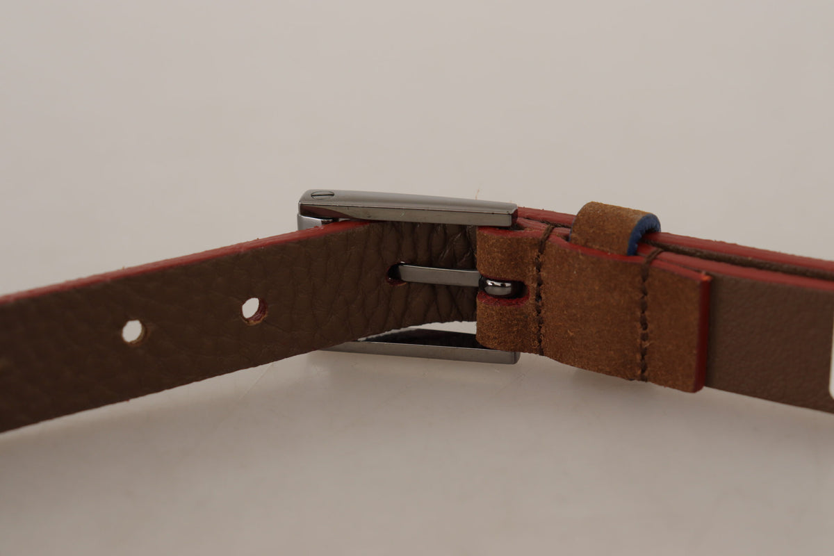 Dolce & Gabbana Ceinture en Cuir Marron avec Boucle Métallique Logo