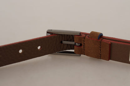 Ceinture à boucle en métal gravée du logo Dolce & Gabbana marron
