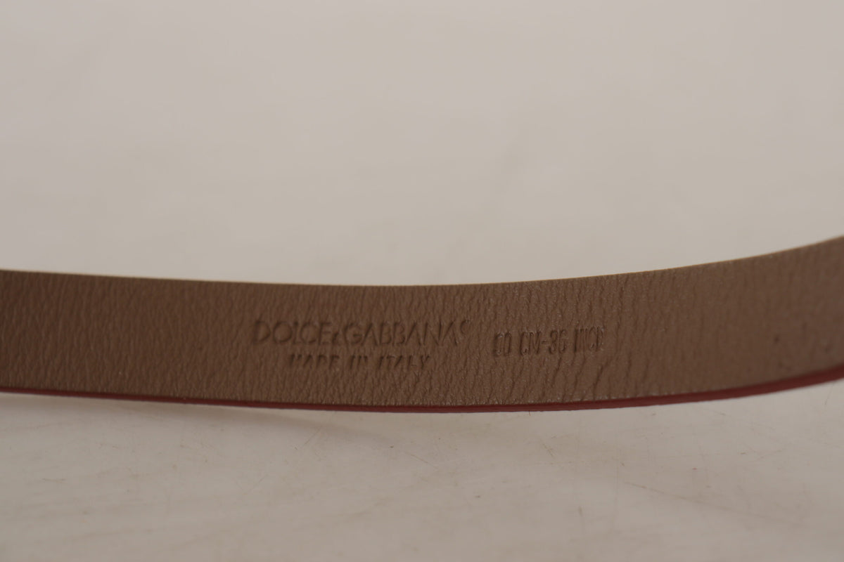 Dolce & Gabbana Ceinture en Cuir Marron avec Boucle Métallique Logo