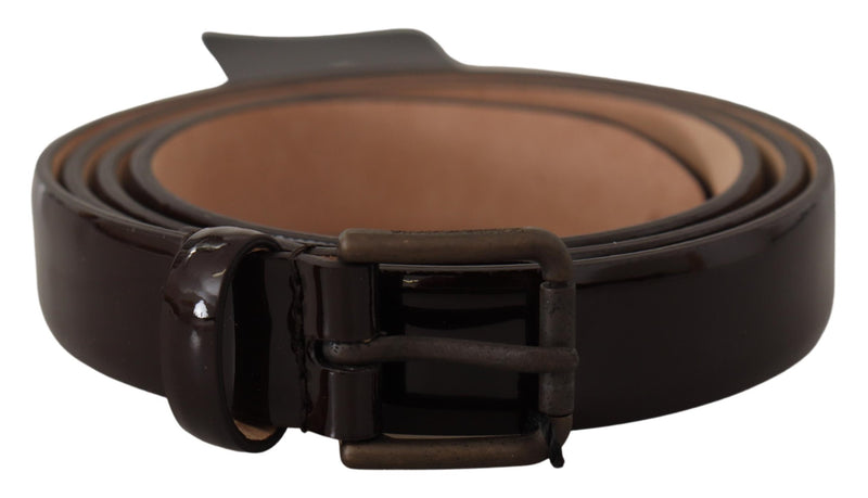 Dolce & Gabbana Ceinture en Cuir Verni Noir avec Boucle Métallique