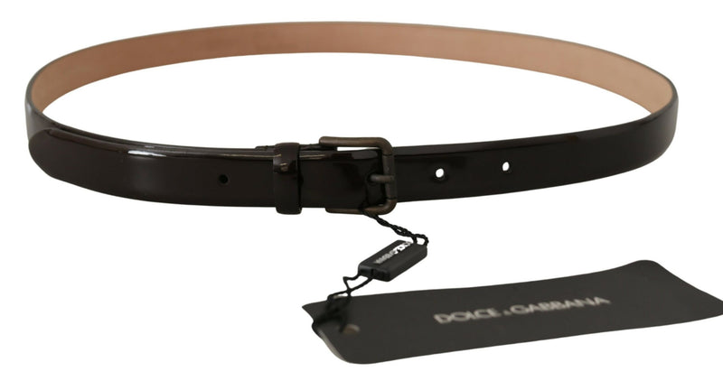 Dolce & Gabbana Ceinture en Cuir Verni Noir avec Boucle Métallique