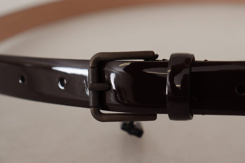 Dolce & Gabbana Ceinture en Cuir Verni Noir avec Boucle Métallique