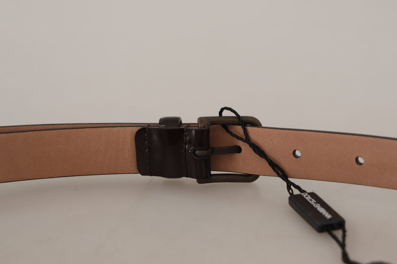 Dolce & Gabbana Ceinture en Cuir Verni Noir avec Boucle Métallique