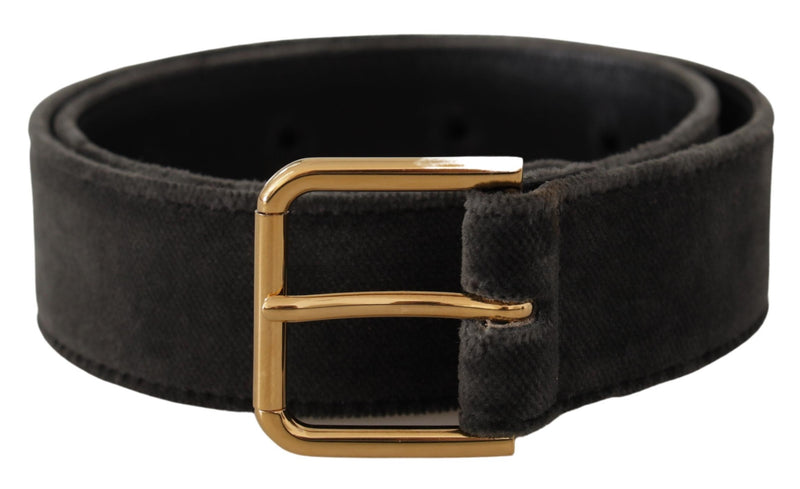 Dolce & Gabbana Ceinture en Velours Marron avec Boucle Métallique Logo