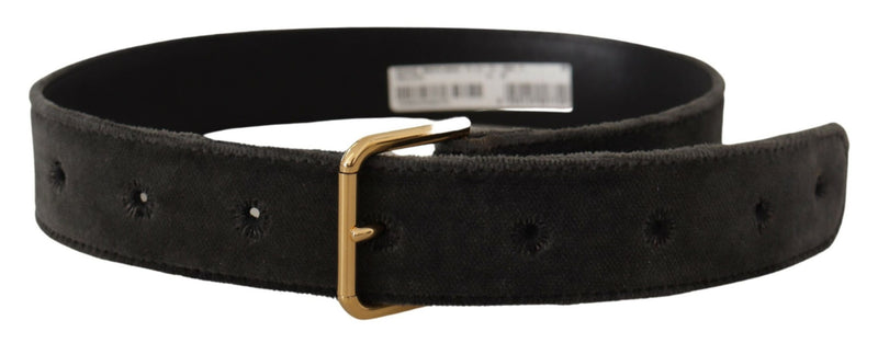 Dolce & Gabbana Ceinture en Velours Marron avec Boucle Métallique Logo