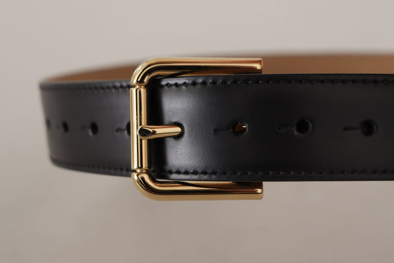 Dolce & Gabbana Ceinture en Cuir Noir avec Boucle Dorée Classique