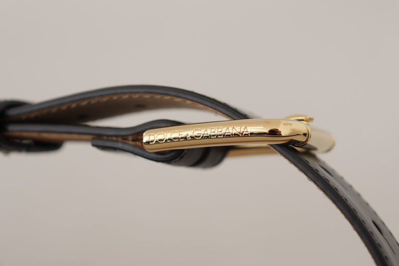 Dolce & Gabbana Ceinture en Cuir Noir avec Boucle Dorée Classique