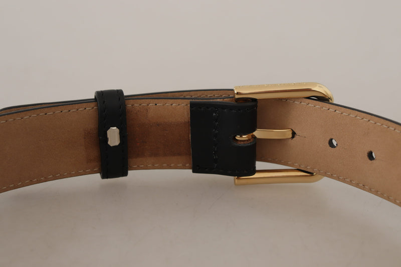 Dolce & Gabbana Ceinture en Cuir Noir avec Boucle Dorée Classique