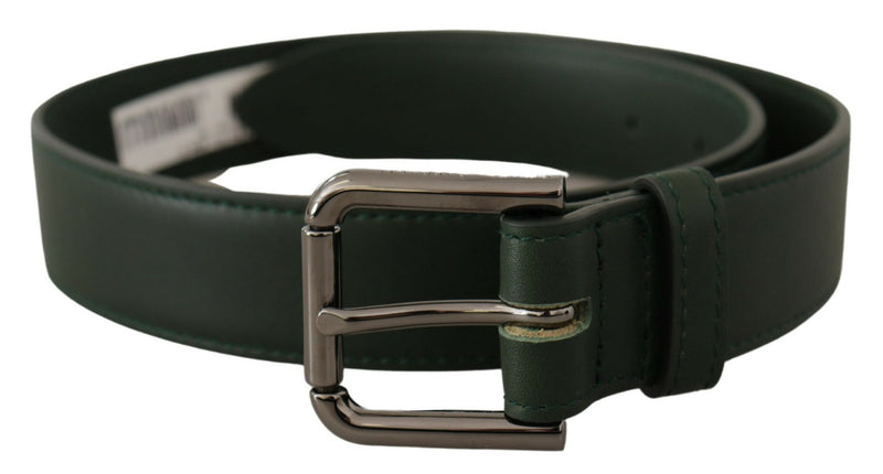 Dolce & Gabbana Ceinture en Cuir Vert Armée avec Boucle Métallique