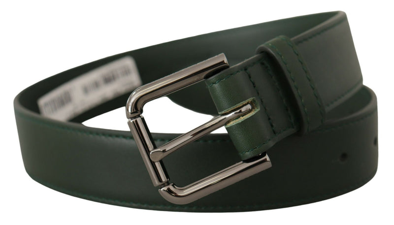 Dolce & Gabbana Ceinture en Cuir Vert Armée avec Boucle Métallique