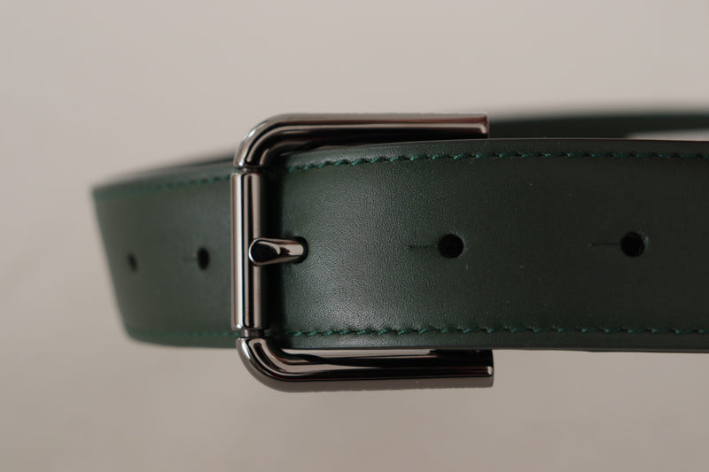 Dolce & Gabbana Ceinture en Cuir Vert Armée avec Boucle Métallique