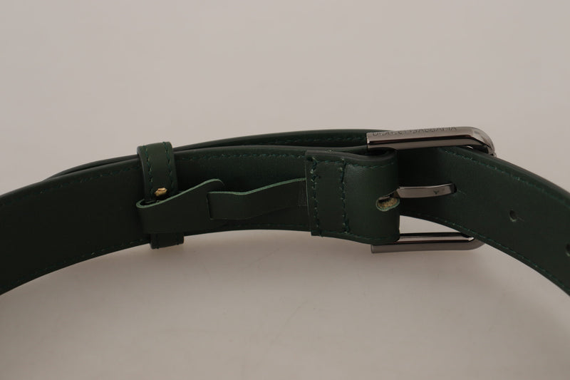 Dolce & Gabbana Ceinture en Cuir Vert Armée avec Boucle Métallique