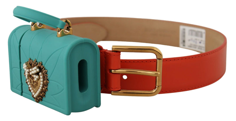 Dolce & Gabbana Orange Leather Devotion Heart Micro Bag Belt