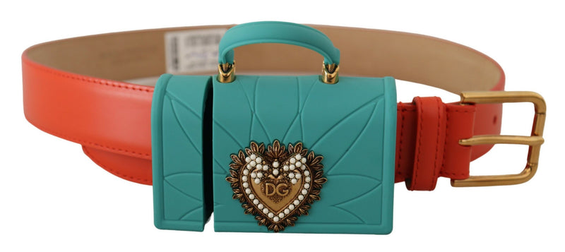 Dolce & Gabbana Orange Leather Devotion Heart Micro Bag Belt