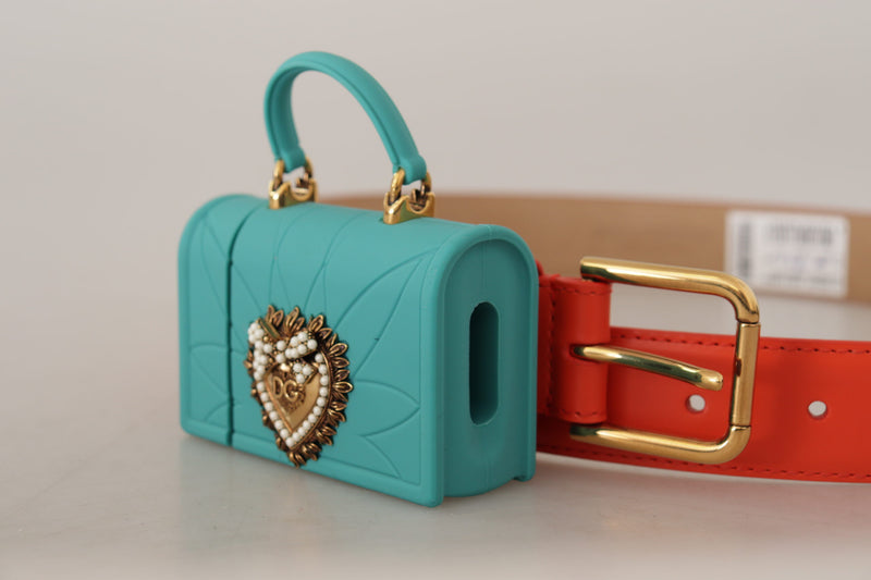 Dolce & Gabbana Orange Leather Devotion Heart Micro Bag Belt