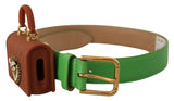 Dolce & Gabbana Green Leather Devotion Heart Micro Bag Belt