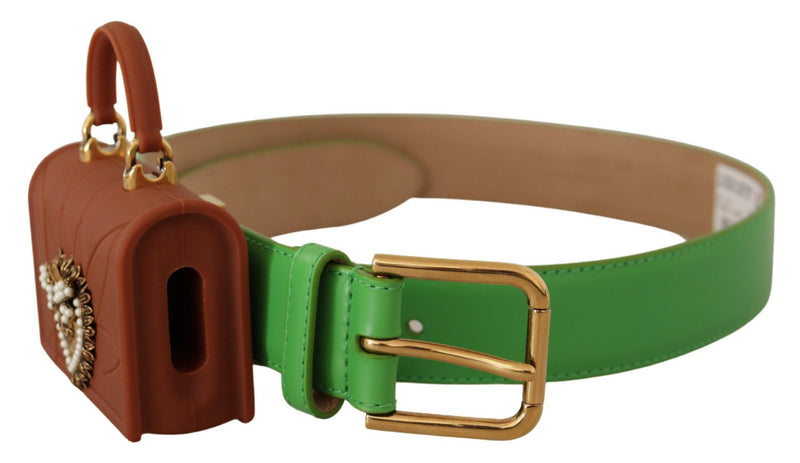 Dolce & Gabbana Green Leather Devotion Heart Micro Bag Belt