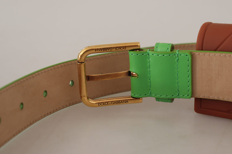 Dolce & Gabbana Green Leather Devotion Heart Micro Bag Belt