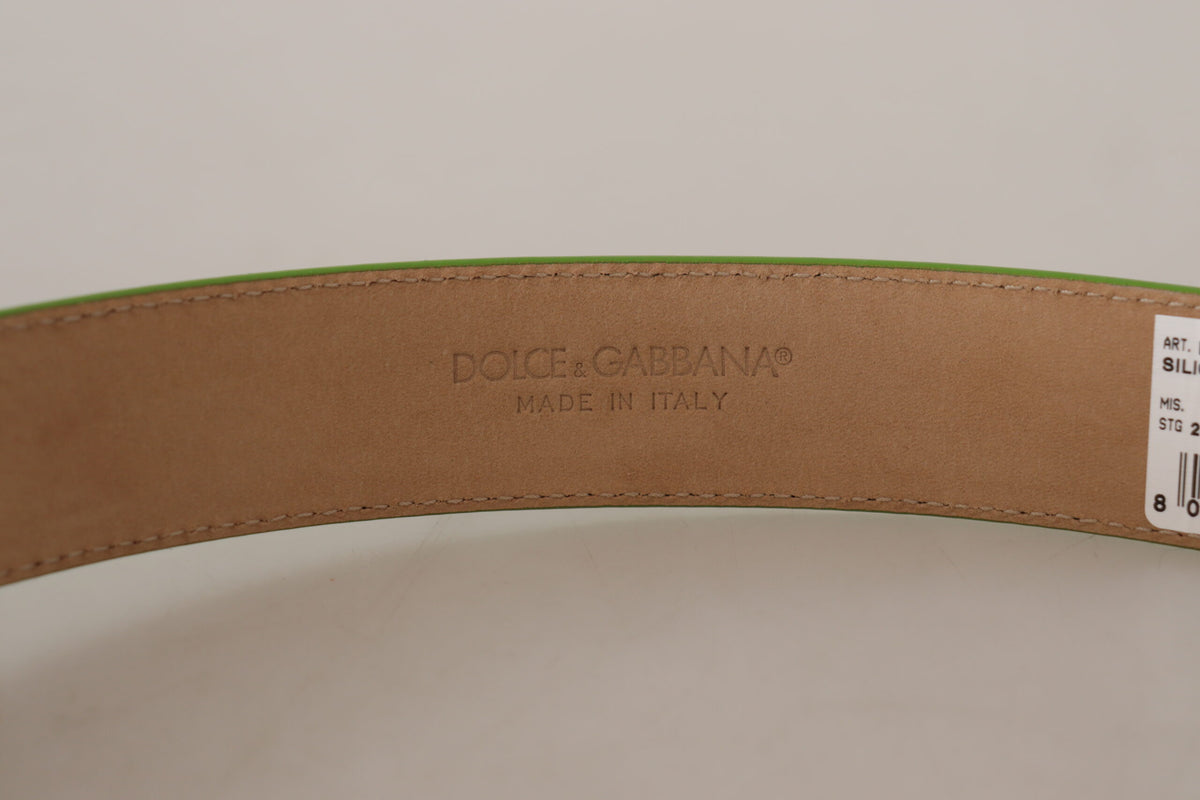 Dolce & Gabbana Green Leather Devotion Heart Micro Bag Belt