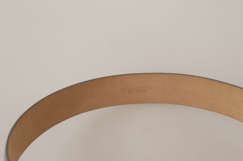 Dolce & Gabbana Metallic Silver Leather Belt with Metal Buckle