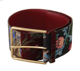 Dolce & Gabbana Ceinture en Cuir Rouge Brodée avec Boucle Logo Dorée