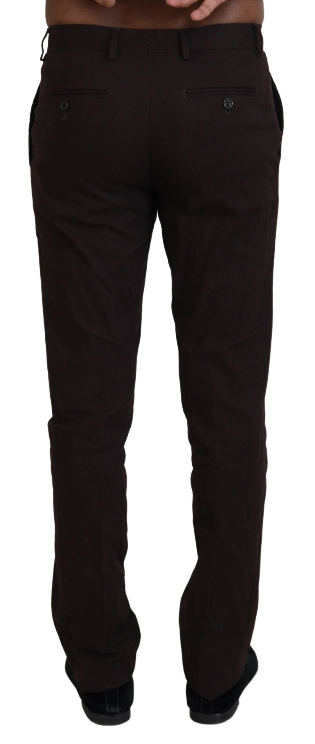 Pantalon habillé pour homme en coton brun, coupe fuselée, BENCIVENGA