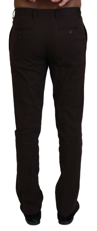 Pantalon habillé pour homme en coton brun, coupe fuselée, BENCIVENGA