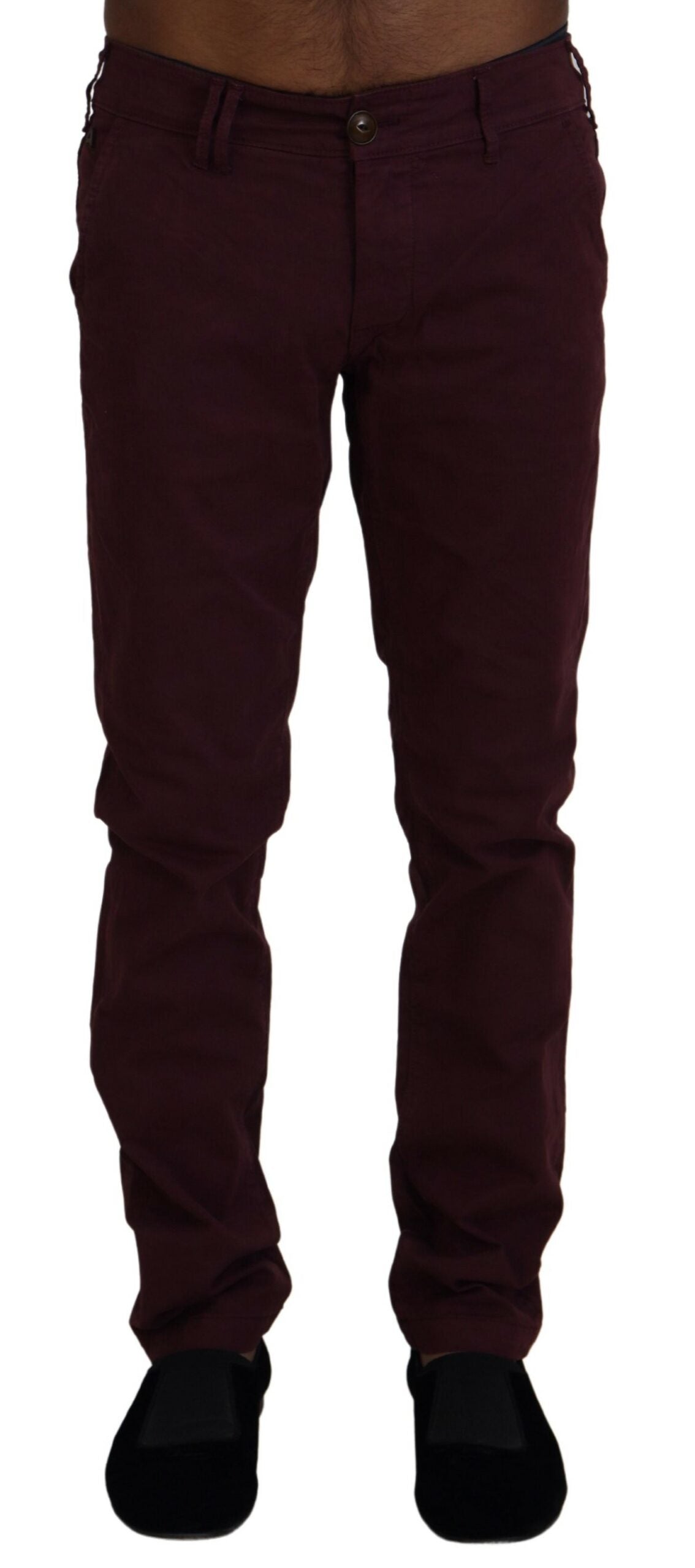 Pantalon homme décontracté, coupe skinny, en coton extensible, couleur marron bordeaux, marque CYCLE.