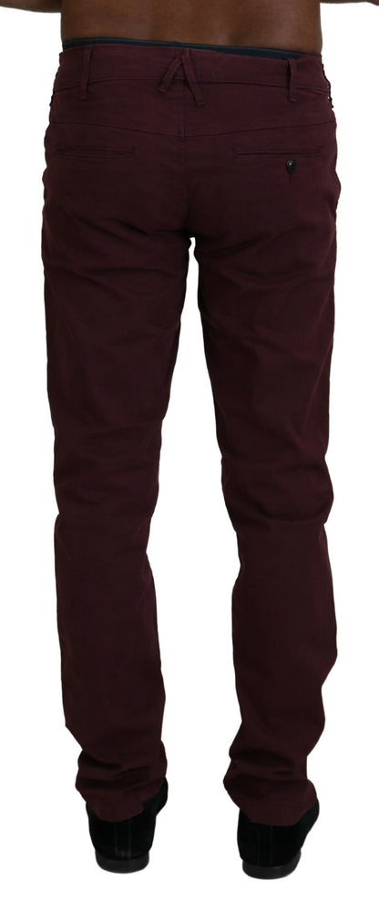 Pantalon homme décontracté, coupe skinny, en coton extensible, couleur marron bordeaux, marque CYCLE.