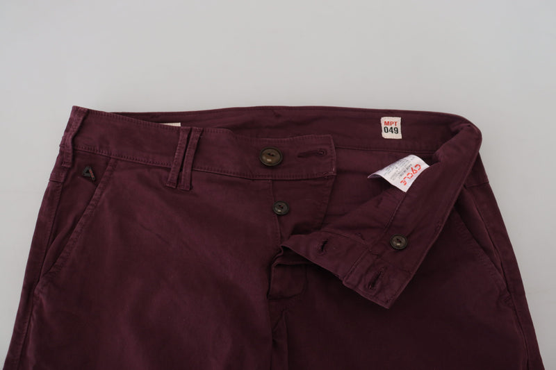 CYCLE Donkerrode katoenen stretch skinny casual herenbroek