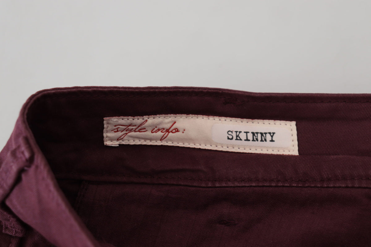 Pantalon homme décontracté, coupe skinny, en coton extensible, couleur marron bordeaux, marque CYCLE.