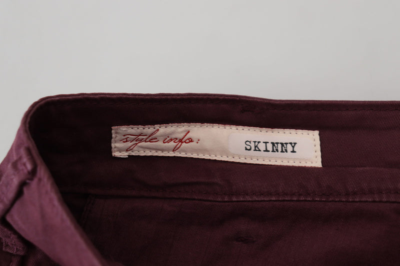 CYCLE Donkerrode katoenen stretch skinny casual herenbroek