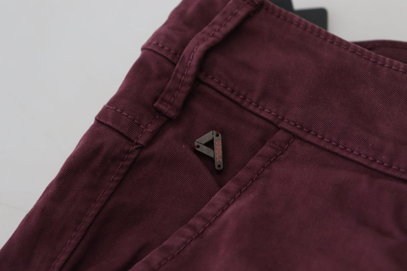 CYCLE Donkerrode katoenen stretch skinny casual herenbroek