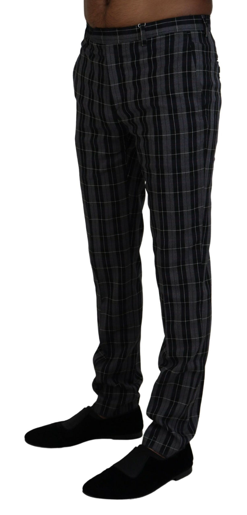 BENCIVENGA Grijze geruite slim fit herenbroek