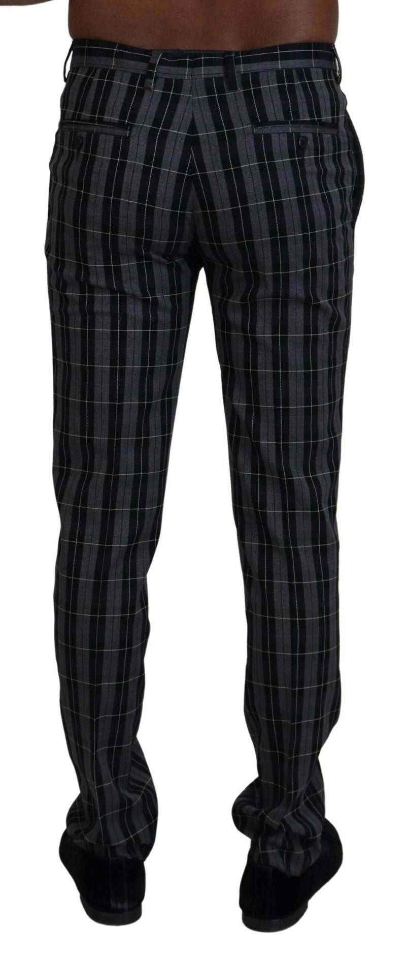 BENCIVENGA Grijze geruite slim fit herenbroek