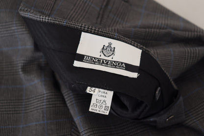 BENCIVENGA Robe-pantalon grise à carreaux en laine, style formel