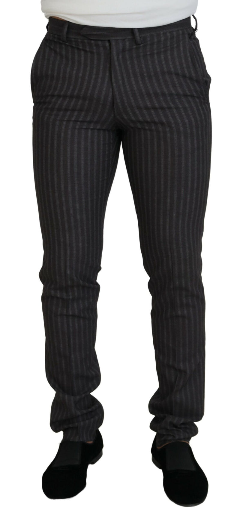 BENCIVENGA Bruine gestreepte slim fit herenbroek