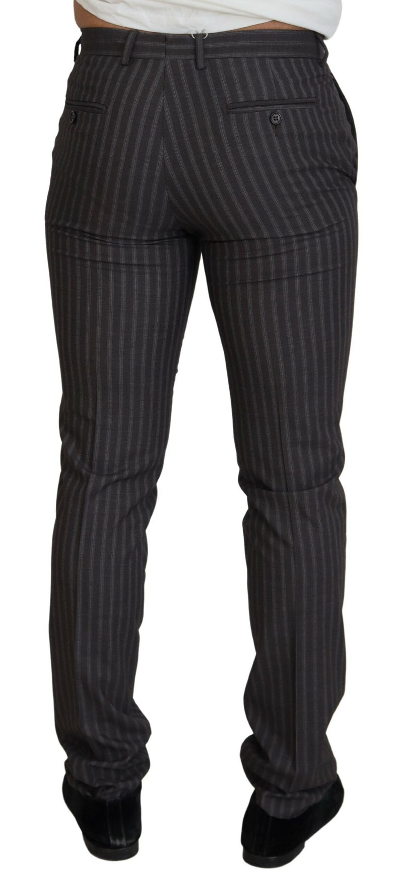 BENCIVENGA Bruine gestreepte slim fit herenbroek