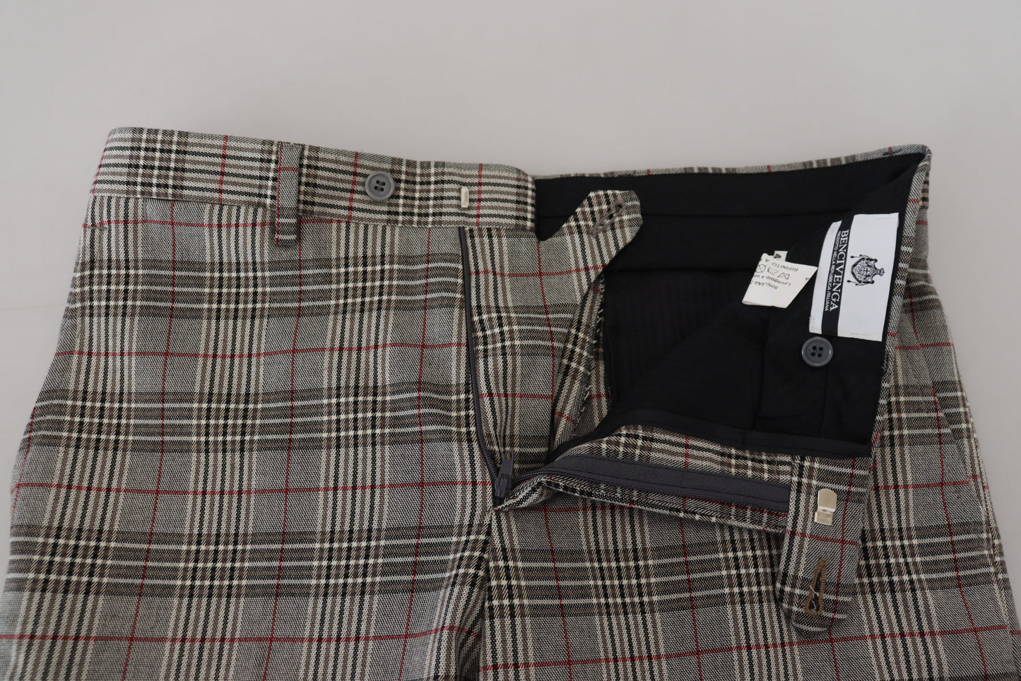 Pantalon homme slim à carreaux gris BENCIVENGA