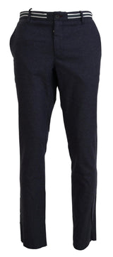 Pantalon tailleur noir en polyester à coupe fuselée de Domenico Tagliente