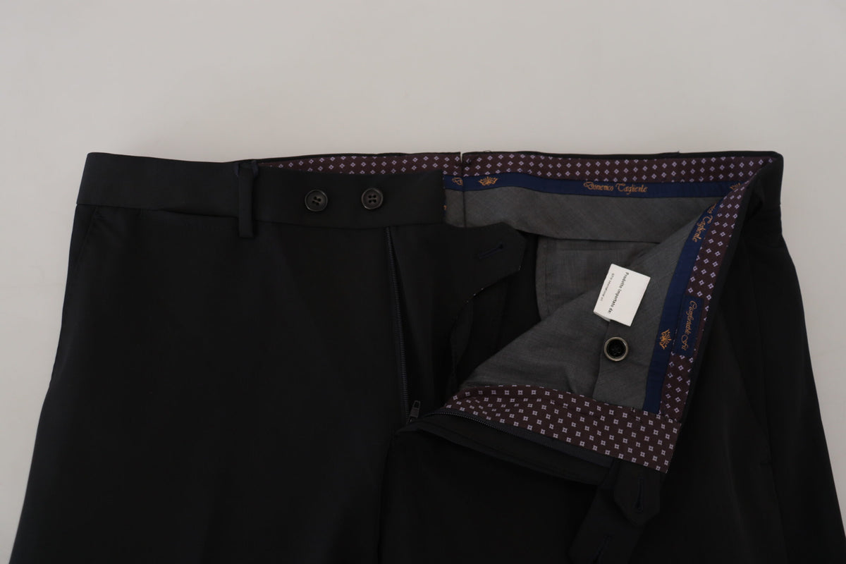 Pantalon tailleur noir en polyester à coupe fuselée de Domenico Tagliente