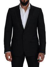 Dolce &amp; Gabbana Blazer Martini noir, coupe ajustée, pour homme.