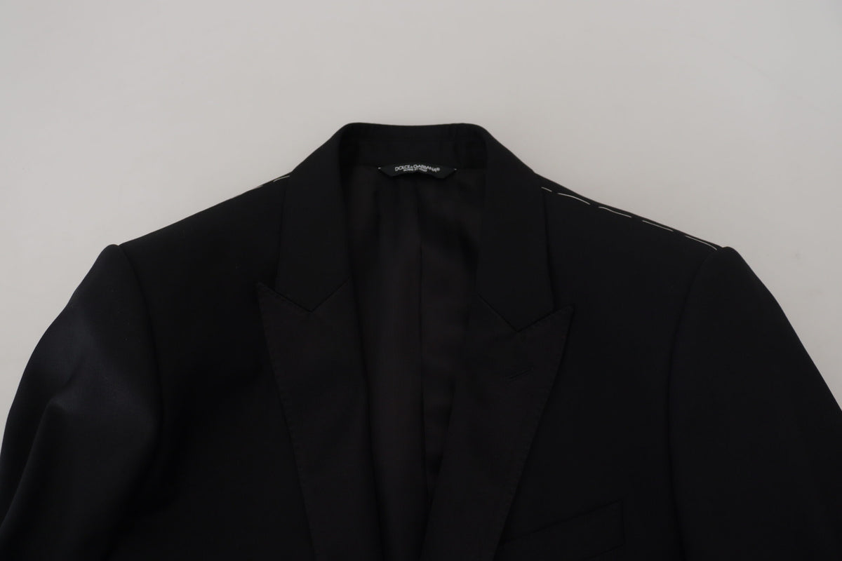 Dolce &amp; Gabbana Blazer Martini noir, coupe ajustée, pour homme.