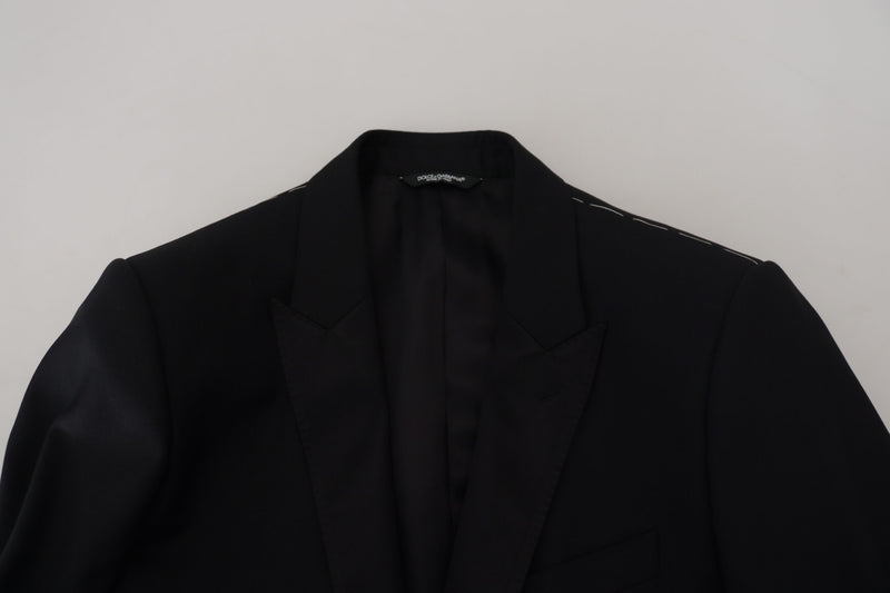 Dolce &amp; Gabbana Blazer Martini noir, coupe ajustée, pour homme.
